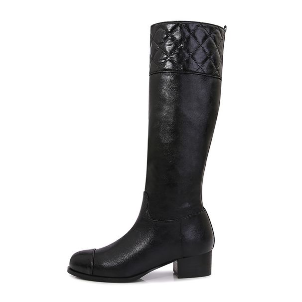 Autumn And Winter New Xiaoxiangfeng Knight Boots Thick Heel High Boots Thin Color Matching Women's Boots_voghion.com