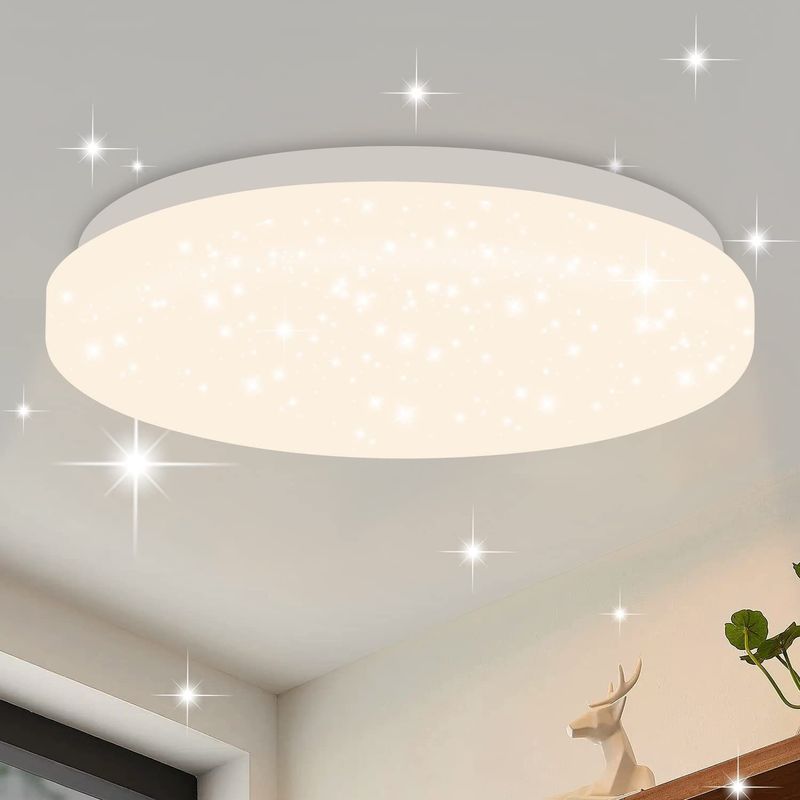 Deckenlampe LED Deckenleuchte Esszimmer - Ø21cm Schlafzimmerlampe Sternenhimmel 15W Neutralweiß Küchenlampe Rund Flur Deckenbeleuchtung Sternendekor_voghion.com