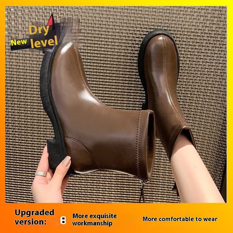 Bottes Martin courtes polyvalentes à fermeture éclair arrière, à semelles épaisses et hautes, bottes de style britannique pour femmes, automne et hiver 2024_voghion.com