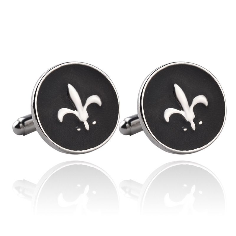 new round diamond crystal cufflinks fashionable silver flower suit cufflinks_voghion.com