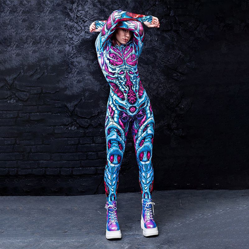 Abbigliamento europeo e americano stampato tuta da zombie horror in costume da teschio di Halloween_voghion.com