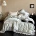 French Lace Trim Tencel Cotton 4-Piece Bedding Set - Long-Staple Cotton, Summer Cooling Sheet Set With Fitted Sheet (Queen/King Size, Princess Style)_voghion.com