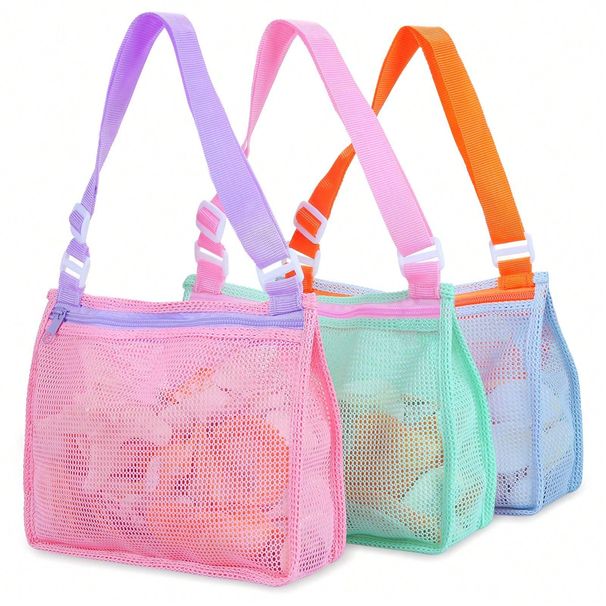 1pc Kinder Strand Mesh Tasche für Muscheln Lagerung, Jungen Mädchen Schwimmen Zubehör_voghion.com