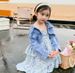 Kinderkleding Denim kort jasje Bloemen Sling-jurk_voghion.com