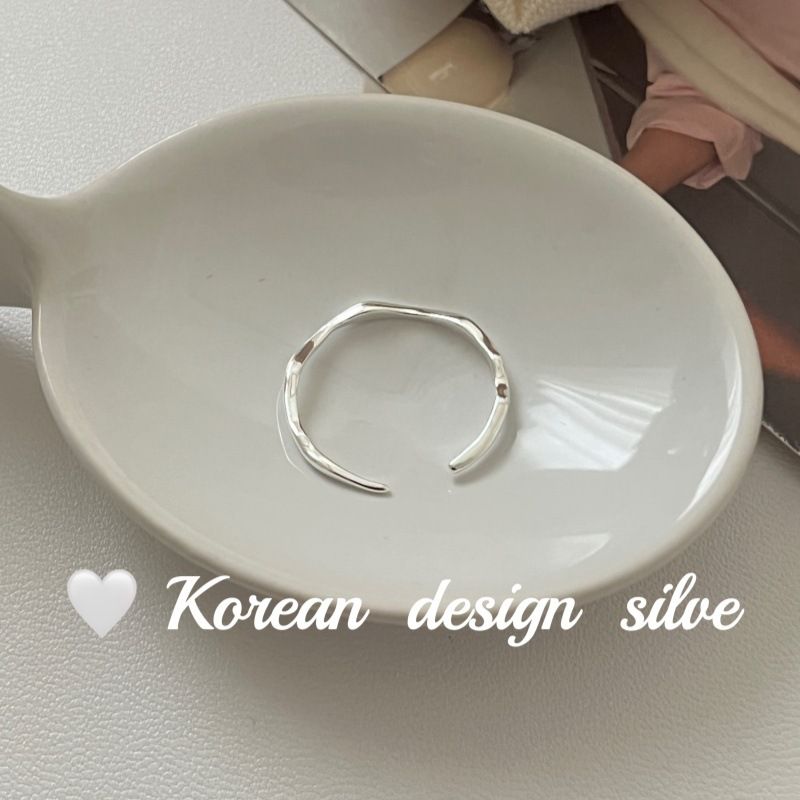 Anello da donna impilabile con fascia irregolare in argento puro, stile coreano, primavera/estate 2025, INS Wind S, semplice_voghion.com