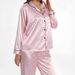 Women's Leopard Print & Pink Striped Viscose Long Sleeve Loungewear Set – Soft Button-Down Top & Long Pants, Comfortable Sleepwear For Home_voghion.com