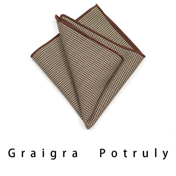 Anzug und Krawatte mit Hahnentrittmuster für Herren, braungraue 7,5 cm lange Freizeitkrawatte, karierte Retro-Arbeitsmode für Damen_voghion.com