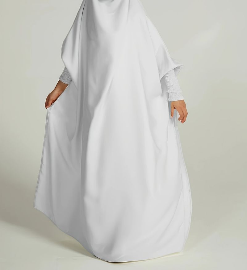Robe de prière pour filles du Moyen-Orient Abaya Large Swing Couleur unie_voghion.com
