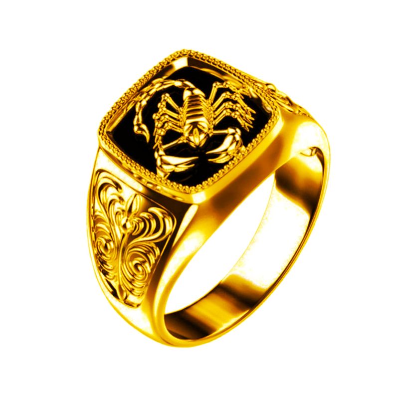 New Creative Scorpio Relief Men's Ring Drip Glue Totem Pattern Carving Poisonous Scorpion Ring_voghion.com