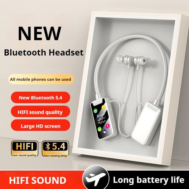 Écouteurs sans fil Bluetooth avec écran HD et son surround, tour de cou, longue durée de vie, réduction du bruit_voghion.com