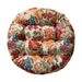 Cojín de suelo redondo de 55 cm de algodón y lino con estampado floral (base antideslizante, relleno de PP, 8 cm de grosor, estilo bohemio y rústico)._voghion.com