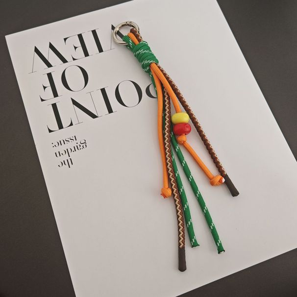 Ciondolo per borsa in corda intrecciata colorata in nylon, ciondolo in stile etnico con perline e nappe_voghion.com