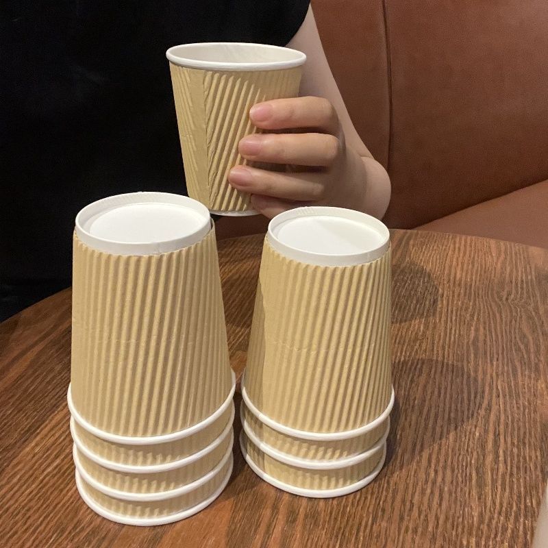 INS Disposable Paper Kraft Commercial Household Anti-scald Water High Temperature Resistant Cups Whole Box Office_voghion.com