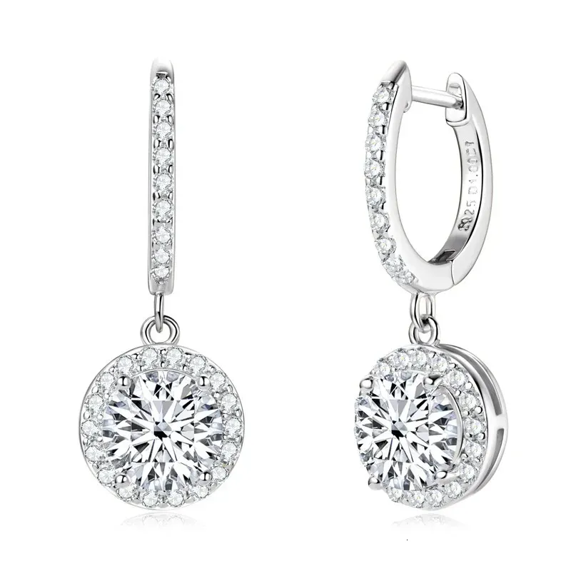 Anziw 30CT Přívěsek Kruhové Náušnice Sterling Sier Visací Náušnice 20ct 1 karát Třpytivé Šperky Pro Ženy Visací 240618_voghion.com