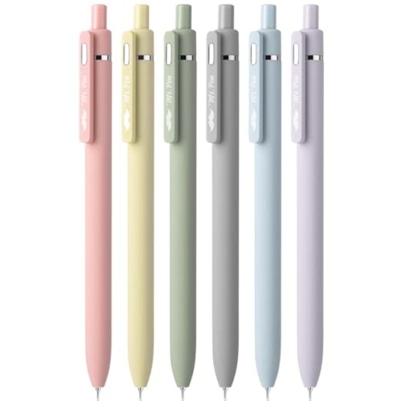 Retractable Gel Pens For Journaling 6 Pack 0.5 Mm Black Ink Morandi Barrels Smooth Writing Aesthetic Pens For Women_voghion.com