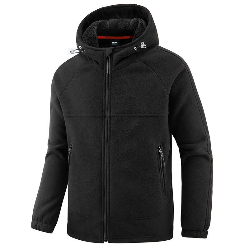 Herren Fleecejacke mit Kapuze – warmer Pullover mit Reißverschluss für den Winter im Freien, weiches Sherpa-Futter, winddichter Freizeitmantel_voghion.com