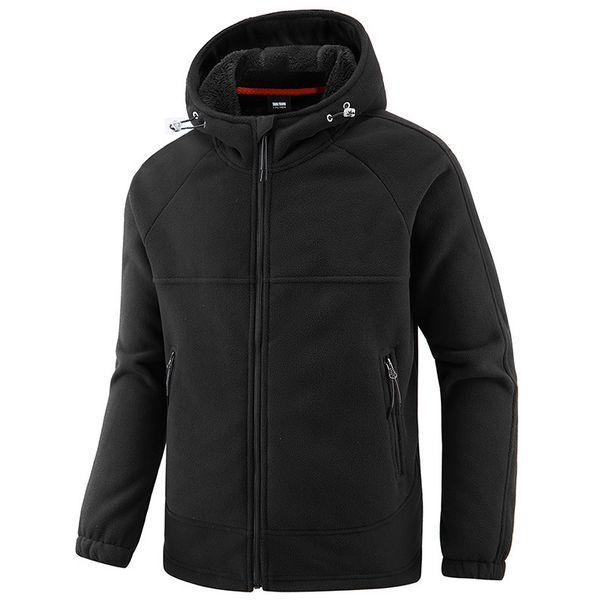 Herren Fleecejacke mit Kapuze – warmer Pullover mit Reißverschluss für den Winter im Freien, weiches Sherpa-Futter, winddichter Freizeitmantel_voghion.com