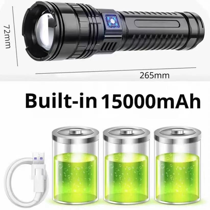 15000mah Built-in Battery 1000W Mot Powerful LED Flashlight Tactical Flash Light Emergency Spotlight 4km Holiday_voghion.com