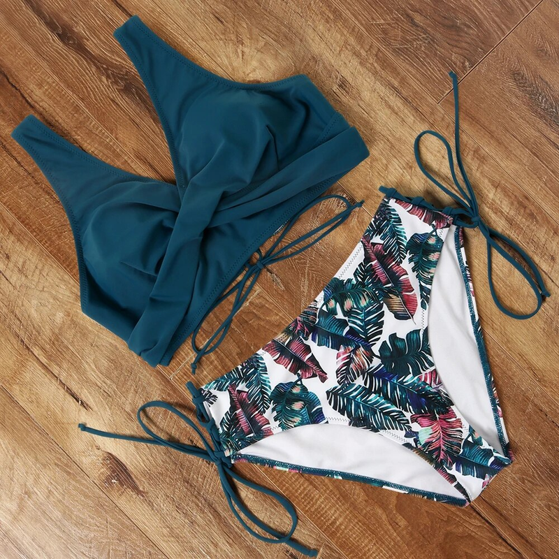 Sexy Tank Top High-Taille Sets Bademode Badeanzüge Badeanzug 2024 Solide Leopared V-ausschnitt Bikini Bademode Frauen_voghion.com