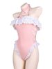 Bunny "Ruffles Halterneck Sukumizu Swimsuit Female Pure Desire Jumpsuit Strap Pamas Sexy Intimates_voghion.com