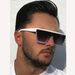 Cyberpunk Cool White Flat Top One Piece Square Fashion Glasses, For Men Women Outdoor Sports Party Holiday Travel Car_voghion.com