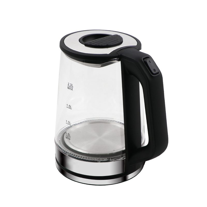 Chaleira elétrica de vidro borossilicato premium com luz de vapor LED azul - fervura rápida, grande capacidade de 2,3 L, segura e elegante para chá e café_voghion.com