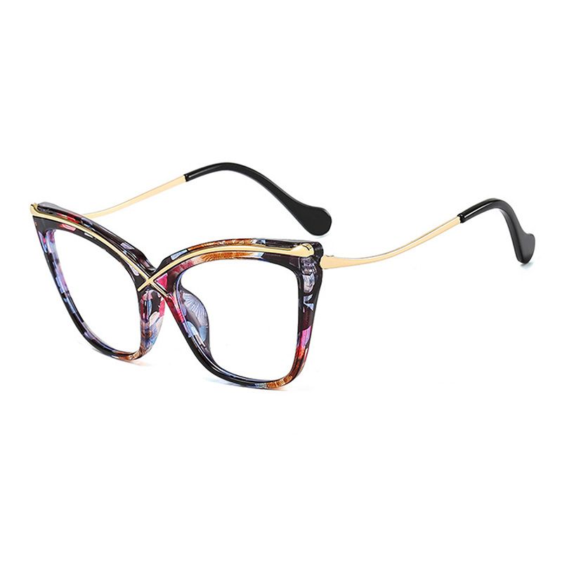 Nieuwe modieuze X Cat Eye metalen groot frame plat oogframe natuurlijke schoonheid artefact kleine geur wind anti blauw licht_voghion.com