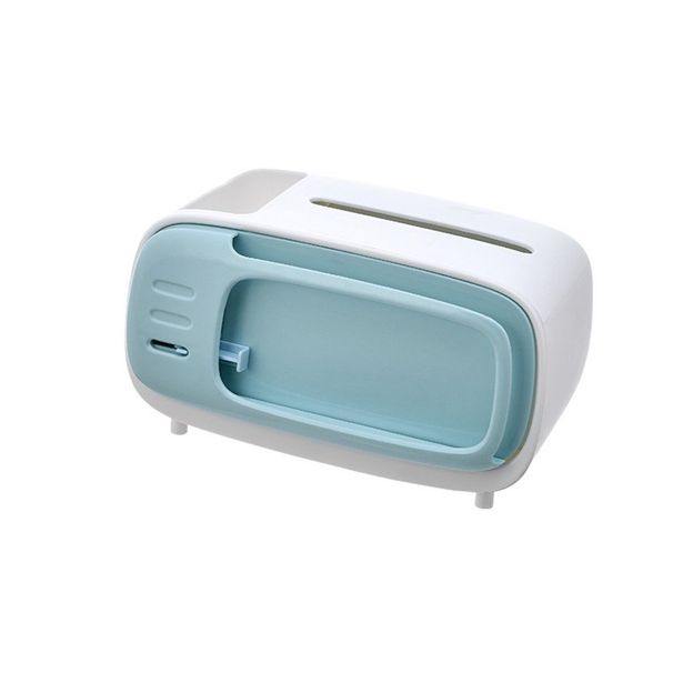Tisch-Taschentuchbox in TV-Form, staubdicht, multifunktional, mit Schublade, Papierrollenfach, Aufbewahrungsorganizer für Zuhause, Handyhalterung_voghion.com