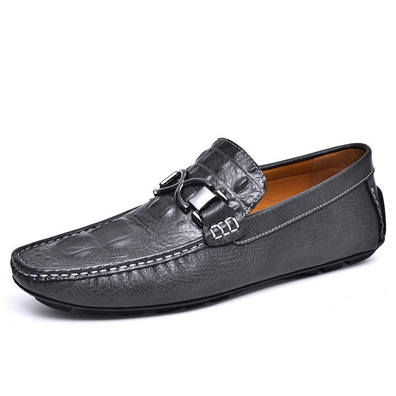 2023 Neue E-Commerce Live Rindsleder Krokodil Bohnen Slip-on Driving Casual Lederschuhe Herren_voghion.com