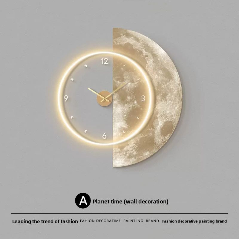 2023 New Cream Style High-End Moon Clock Table Dining Wall Art Living Room Restaurant Decorative Painting_voghion.com