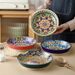 Bohemian Floral Ceramic Bowls – Hand-Painted 6-Piece Set With Gold Accents (Microwave-Safe, Elegant Soup/Dessert Bowls, Vintage-Inspired Tableware)_voghion.com