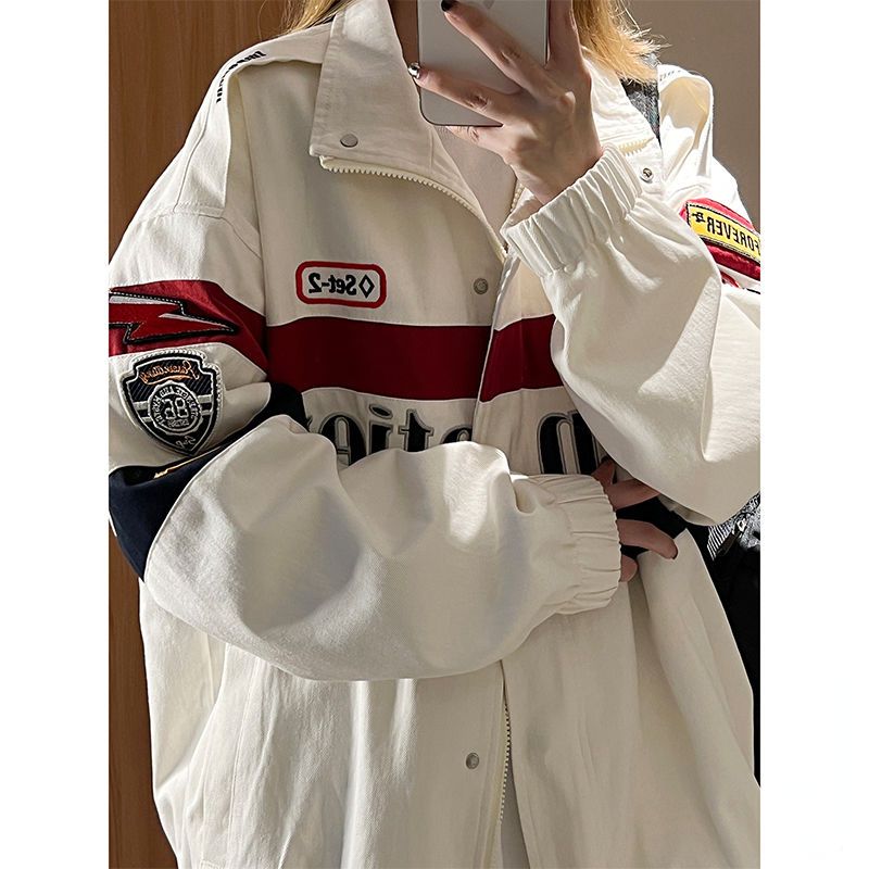 Deeptown Vintage Racing Jacket Women Oversized Japanese Y2k Streetwear Haruku Bomber Jackets Zip Up Korean Fashion_voghion.com