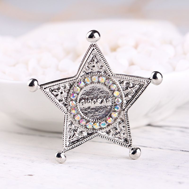 fashion hot sale gold and silver diamond five pointed star brooch for men and women, corsage accessories_voghion.com