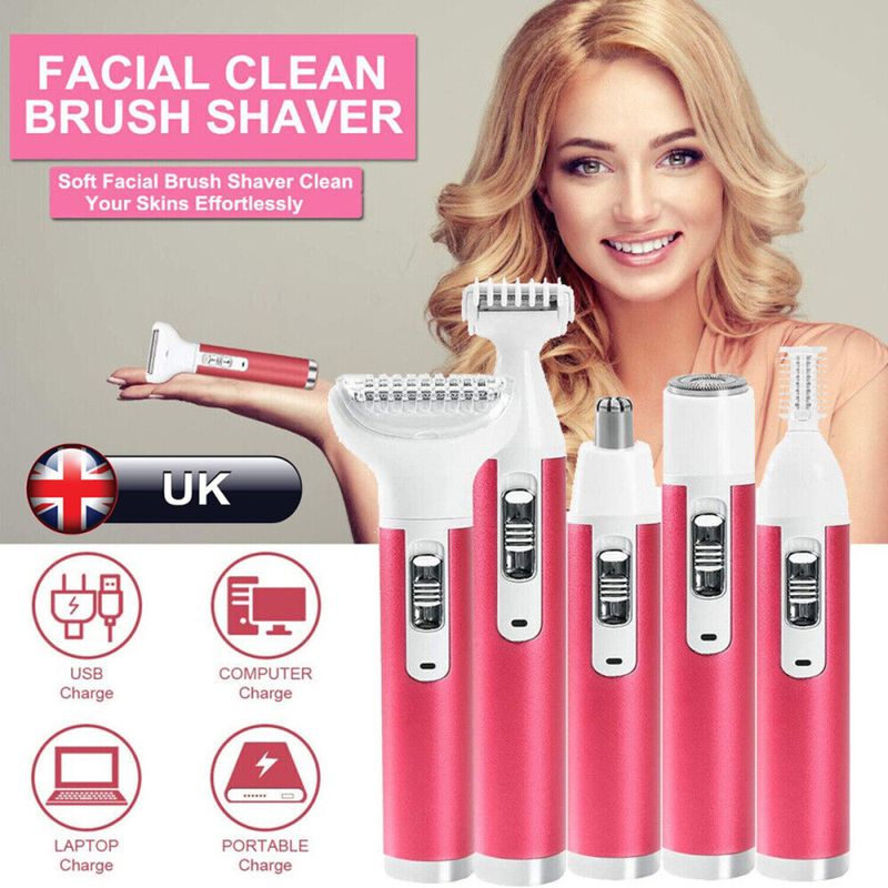 5 IN 1 Women's Electric Painless Shaver Leg Face Hair Removal Lady Razor Trimmer_voghion.com