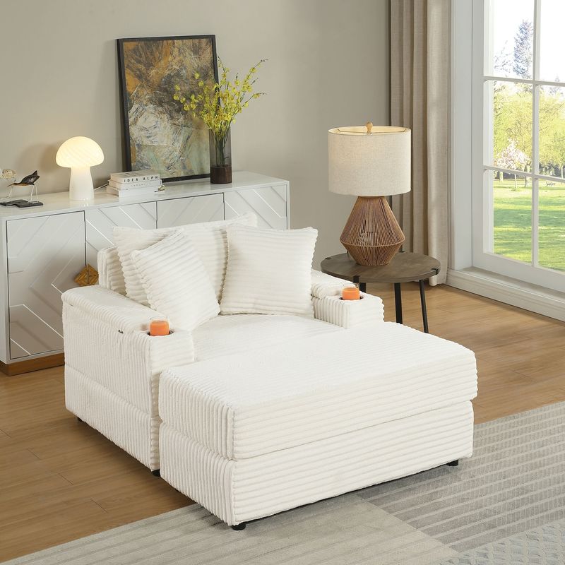 sofa With 2 Toss Pillows And A Ottoman ,Comfy Sofa- Deep Seat Couch For Living Room_voghion.com