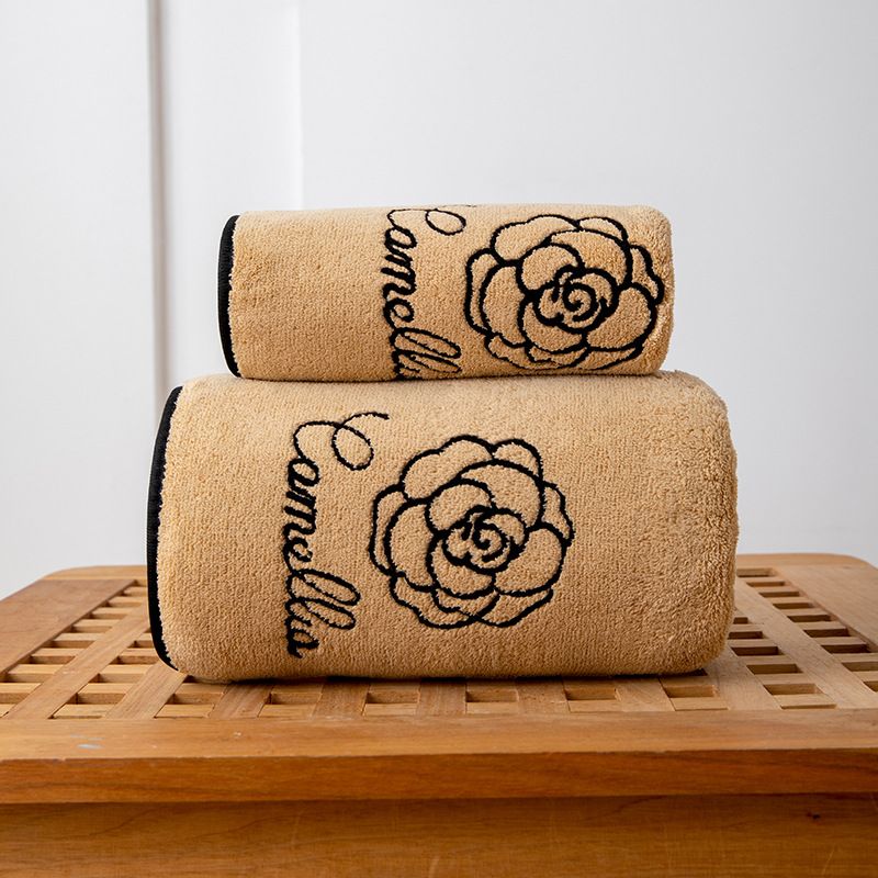 Serviette de bain en polaire corail Camellia - Extra large et épaisse, douce et absorbante, pour hôtel, chambre d'hôtes et maison_voghion.com