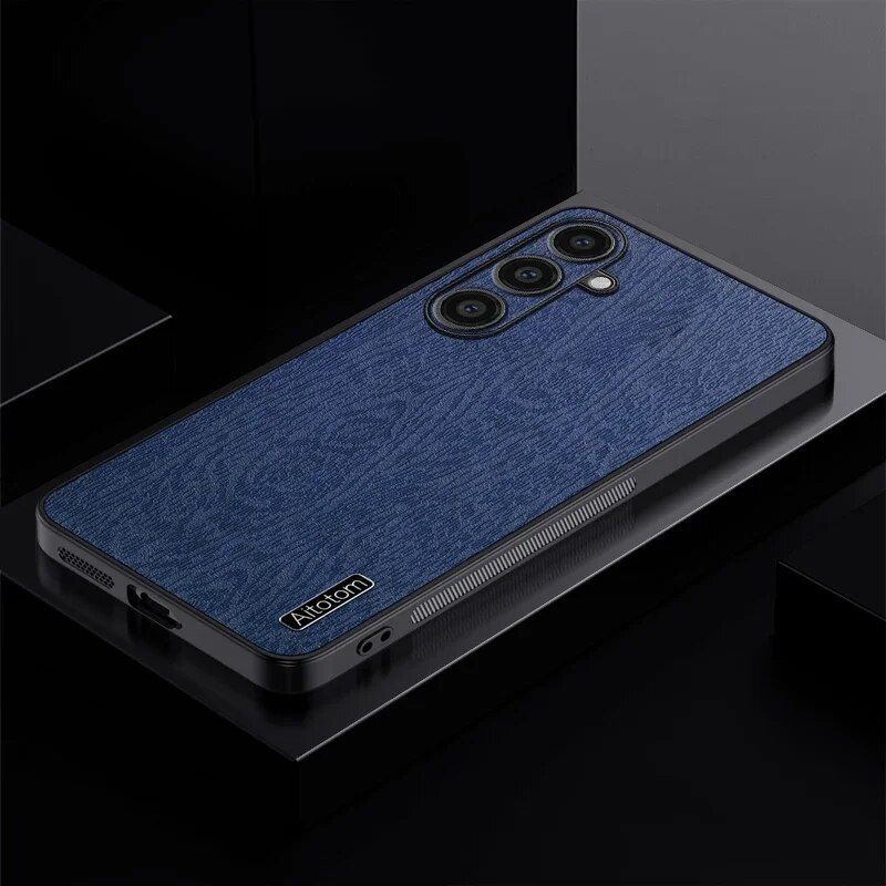 Samsung Galaxy A55 A35 A25 A15 A05 A05S 4G 5G tagakaanega puust nahast mustriga telefoniümbris pehme raamiga ja kaitsega fondi jaoks_voghion.com