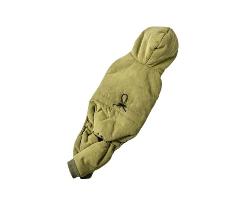 Herbst Kleine und Mittlere Hund Armee Grün Freizeit Baumwolle Mantel Vier Bein Dicke Haustier Kleidung Winter_voghion.com