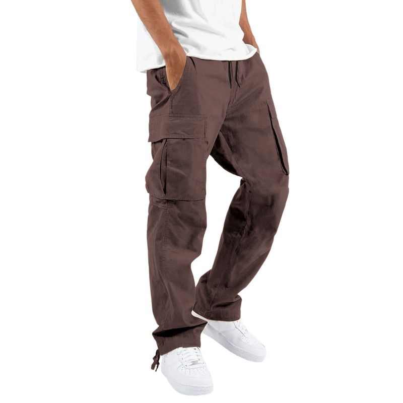 Men's Clothing Exclusively Workwear Trousers Men's Sports Solid Color Drawstring Multi Pocket_voghion.com