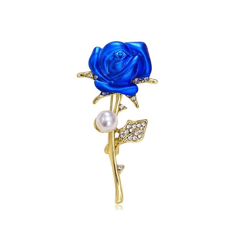 Spilla a forma di rosa con diamanti, semplice e elegante, design di moda, accessori floreali per abiti_voghion.com