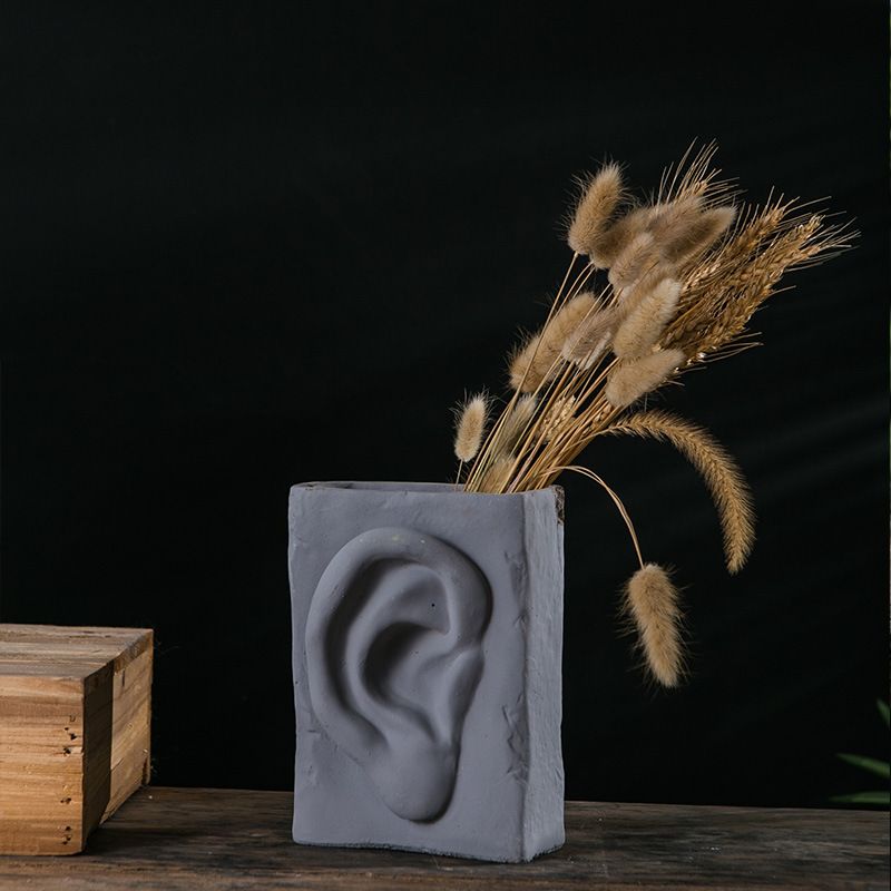 Creative Facial Features Cement Flower Pot Container Abstract Human Body Artwork Ornament Indoor Entrance Office Vase_voghion.com