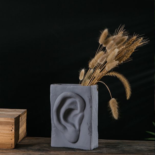Creative Facial Features Cement Flower Pot Container Abstract Human Body Artwork Ornament Indoor Entrance Office Vase_voghion.com