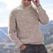 Herrenbekleidung hoher Kragen zweifarbiger dicker Pullover warmer Wollpullover_voghion.com