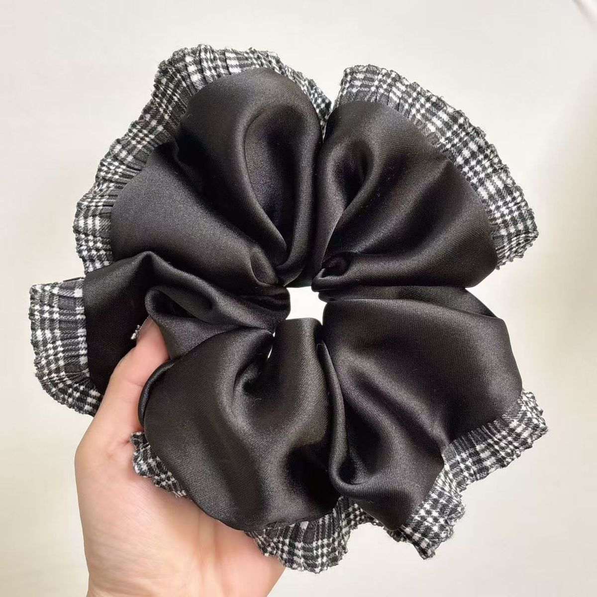 Cerchio per intestino in pizzo color crema francese, super grande, da donna, con polpette di qualità premium, corda per capelli Temperamento_voghion.com