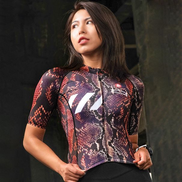 VNS Little Skull "Wanxiang Series" Dragon Scale - Rotes kurzärmliges Damen-Oberteil für Rennradbekleidung im Sommer_voghion.com