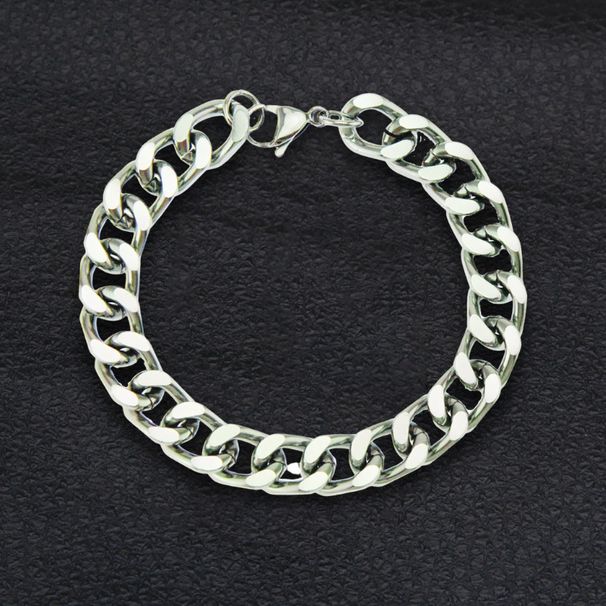 INS Simple Smooth Cuban Chain Personality Versatile Three-Dimensional Trendy Light Luxury Men's Bangle Bracelet_voghion.com