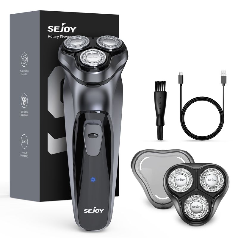 SEJOY Mens Electric Shaver Razor Rechargeable Rotary Cordless Sideburn Trimmer_voghion.com