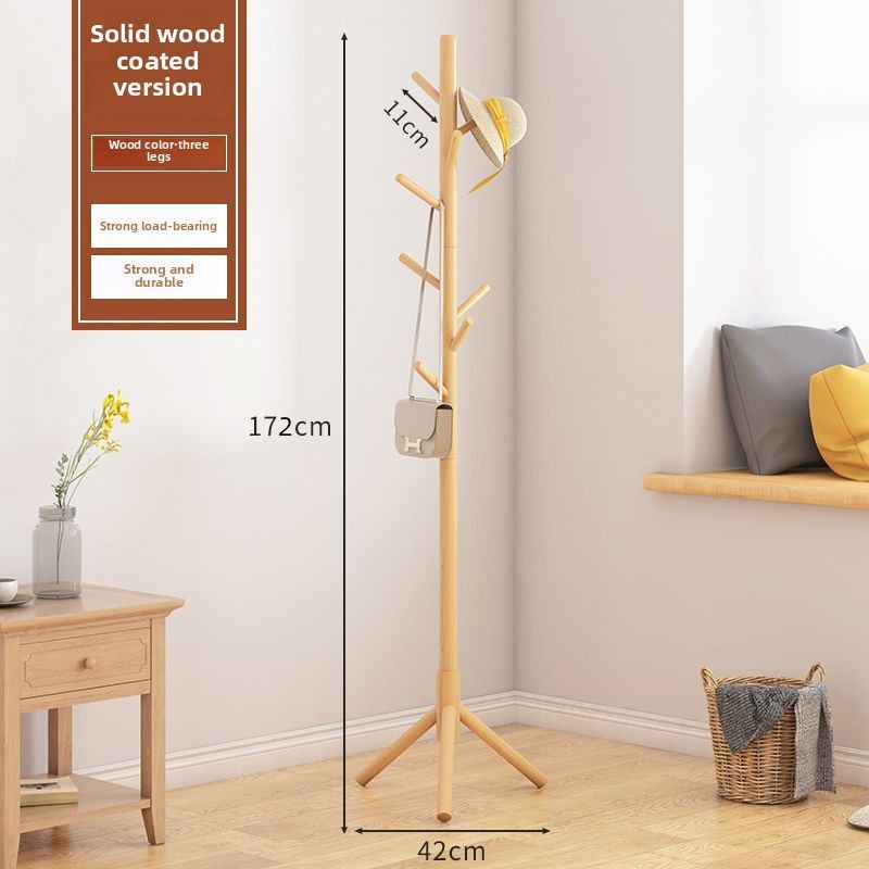 【 68000 People Praised 】 Solid Wood Coat Rack, Floor To Ceiling Bedroom Modern And Hanger, Living Room Stand, Simple_voghion.com