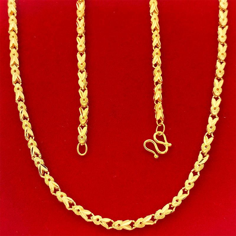 Collana in oro sabbia vietnamita con coniglio, 45 cm, per uomo e donna, placcata in oro, collana spessa, stile coppia, lunga durata, resistente al colore_voghion.com