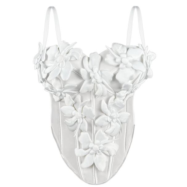 Women's Clothing New Three Dimensional Flower Camisole Tops Slim Pure Desire Style Sexy Fishbone Chest Inner Wear_voghion.com